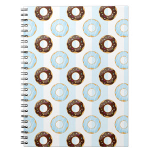 Delicious Donuts Blue Stripes Pattern Notitieboek