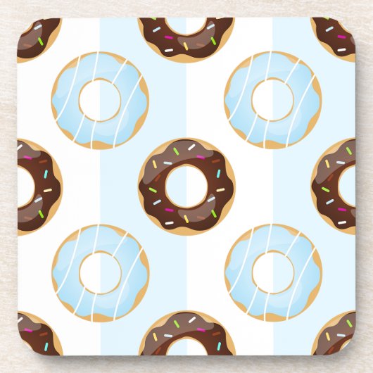 Delicious Donuts Blue Stripes Plastic Onderzetters (Voorkant)