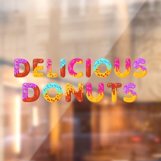 Delicious Donuts Cartoon Glazed Sprinkles Raamsticker (Vel 2)