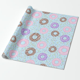 Delicious Donuts Inpakpapier op Blauw