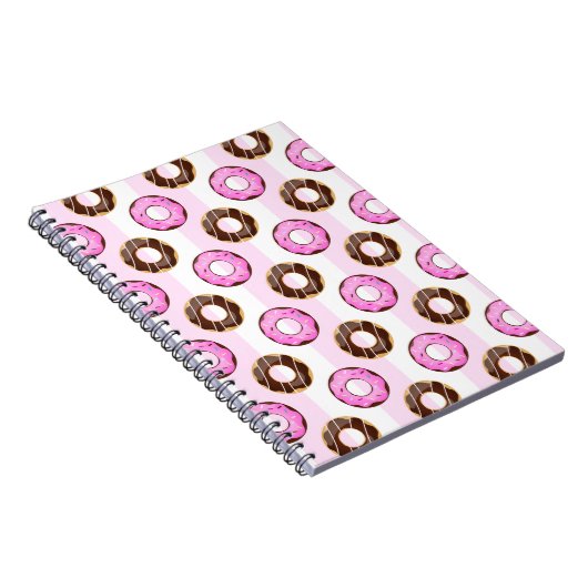 Delicious Donuts Pink Stripes Pattern Notitieboek (Rechterzijde)