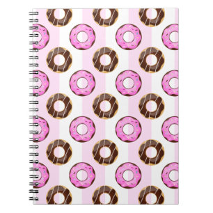 Delicious Donuts Pink Stripes Pattern Notitieboek