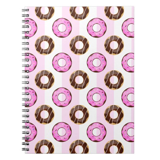 Delicious Donuts Pink Stripes Pattern Notitieboek (Voorkant)