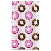 Delicious Donuts roze Stripes Pattern Gift Bag Klein Cadeauzakje (Achterkant)