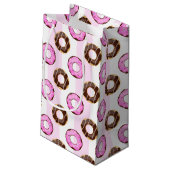 Delicious Donuts roze Stripes Pattern Gift Bag Klein Cadeauzakje (Achterkant Gekanteld)