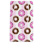 Delicious Donuts roze Stripes Pattern Gift Bag Klein Cadeauzakje (Voorkant)