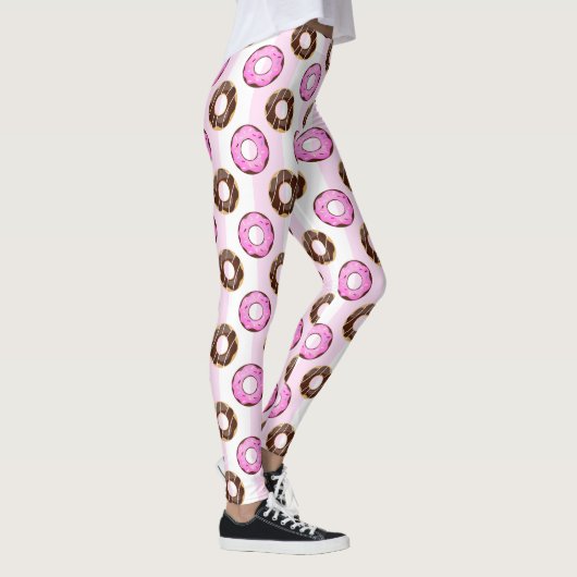 Delicious Donuts roze Stripes Pattern Leggings (Rechts)