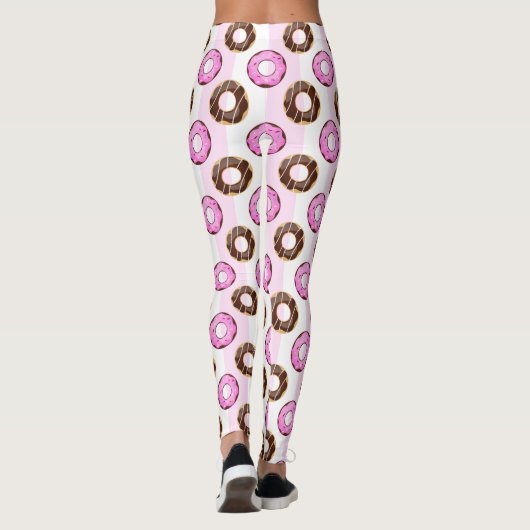 Delicious Donuts roze Stripes Pattern Leggings (Achterkant)