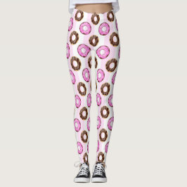 Delicious Donuts roze Stripes Pattern Leggings