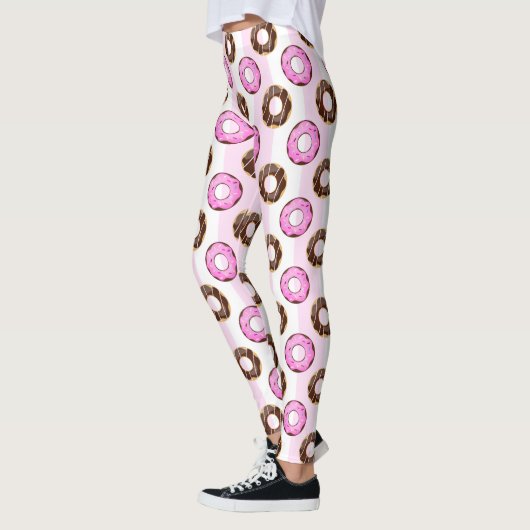 Delicious Donuts roze Stripes Pattern Leggings (Links)