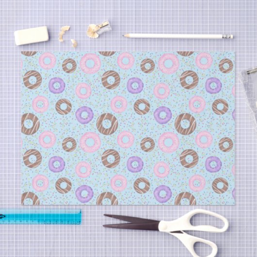 Delicious Donuts Tissue Paper on Blue Tissuepapier (Craft)