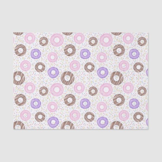 Delicious Donuts Tissue Paper on White Tissuepapier (Voorkant)