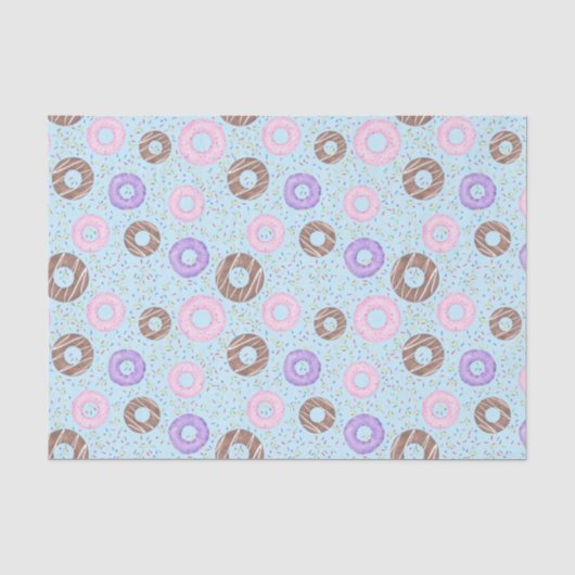 Delicious Donuts Tissue Paper op Blauw Tissuepapier (Voorkant)