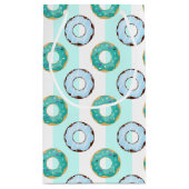 Delicious Donuts Turquoise Stripes Gift Bag Klein Cadeauzakje (Achterkant)