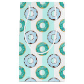 Delicious Donuts Turquoise Stripes Gift Bag Klein Cadeauzakje (Voorkant)