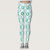Delicious Donuts Turquoise Stripes Pattern Leggings (Voorkant)
