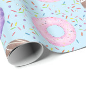 Delicious Donuts Wrapping Paper on Blue Cadeaupapier (Rol Hoek)