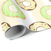 Delicious Donuts Yellow Stripes Wrapping Paper Cadeaupapier (Rol Hoek)