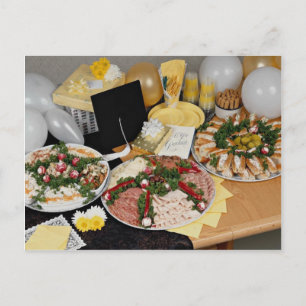 Delicious Drie deli-platforms met ballonnen Briefkaart
