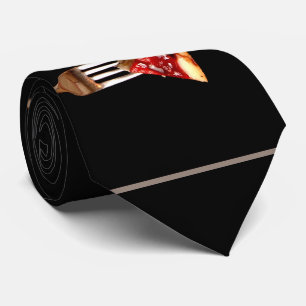 Delicious Food on Forks Black Stropdas