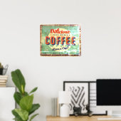 Delicious Fresh Brewed Coffee Antiek Replica Poster (Thuiskantoor)