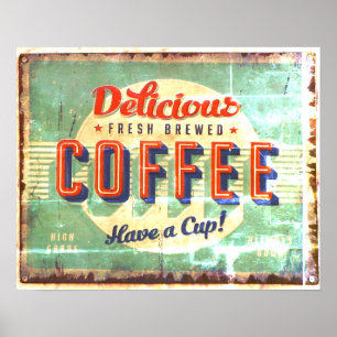 Delicious Fresh Brewed Coffee Antiek Replica Poster