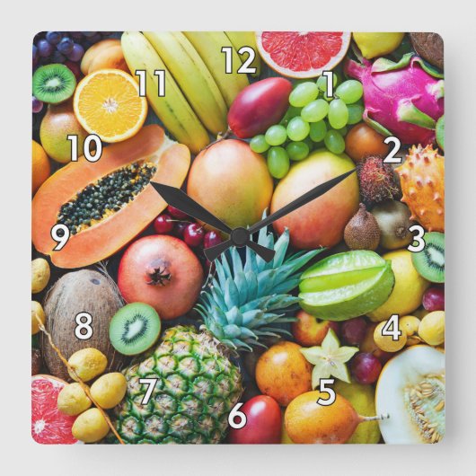 Delicious Fruitbeoordeling Vierkante Klok (Voorkant)