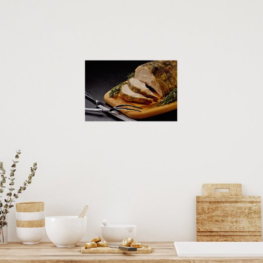 Delicious geschilde varkensstaafrondjes poster (Keuken)