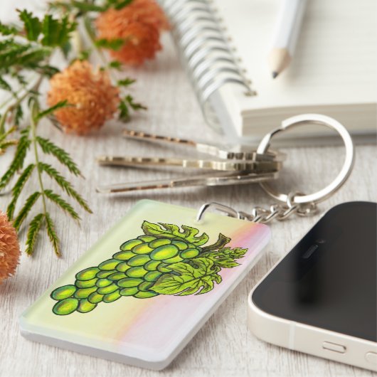 Delicious Green Grapevine schilderpastelkleuren Sleutelhanger (Voorkant Rechts)