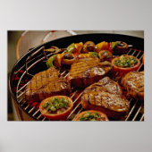 Delicious Grilled T-botsteaks Poster (Voorkant)
