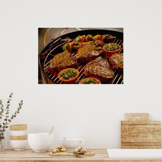 Delicious Grilled T-botsteaks Poster (Keuken)