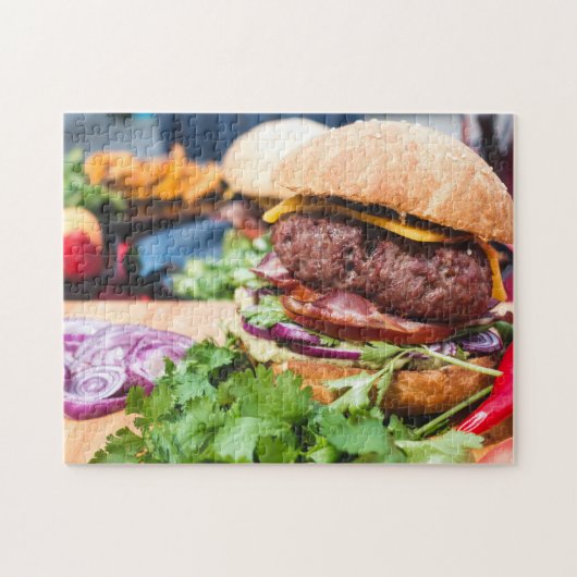 Delicious hamburger met alle vezels legpuzzel (Horizontaal)