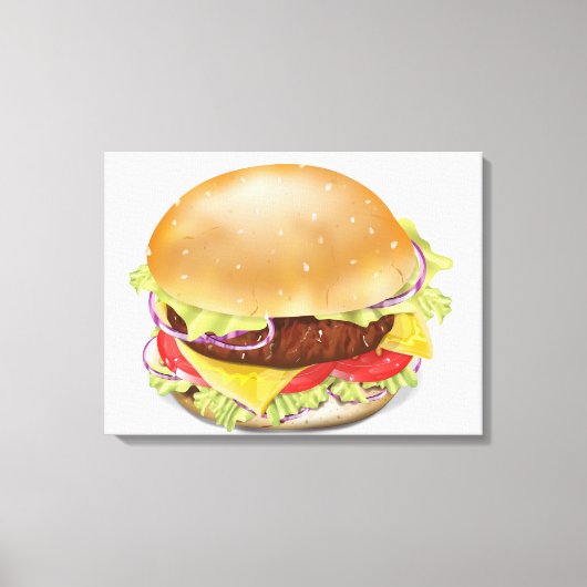 Delicious hamburger of cheeseburger. canvas afdruk (Voorkant)