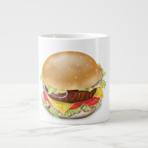 Delicious hamburger of cheeseburger. grote koffiekop