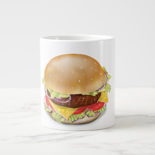 Delicious hamburger of cheeseburger. grote koffiekop (Voorkant)