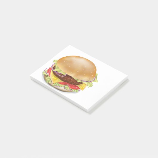Delicious hamburger of cheeseburger. post-it® notes (Schuin)