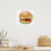 Delicious hamburger of cheeseburger. poster (Keuken)