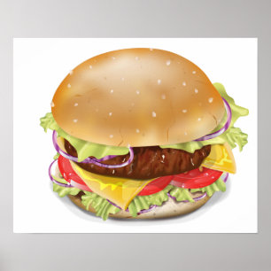 Delicious hamburger of cheeseburger. poster