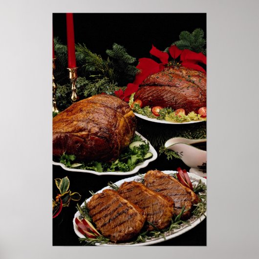 Delicious holiday beef roast and steaks poster (Voorkant)