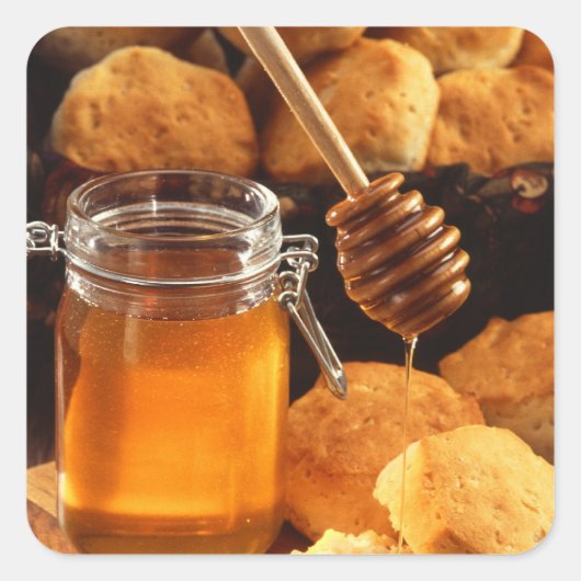 Delicious Honey Jar Vierkante Sticker (Voorkant)