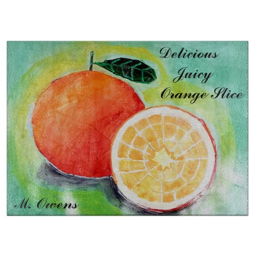 Delicious Juicy Oranje Sliced Snijplank (Voorkant)