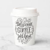Delicious koffie hier verkocht | Voeg je Logo toe Papieren Bekers (Voorkant)