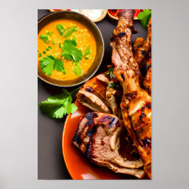 Delicious Lamb Thigh Steak in A Platter Poster