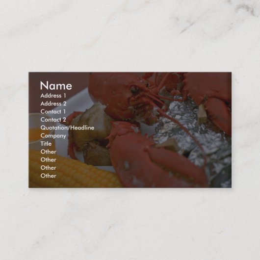 Delicious Lobster met getrokken boter, aardappel e Visitekaartje (Voorkant)