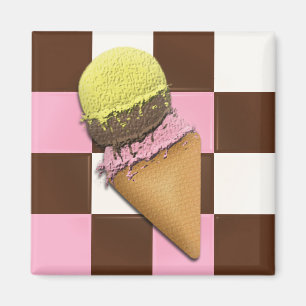 Delicious Neapolitan Smaak Ijs Kegel Magneten