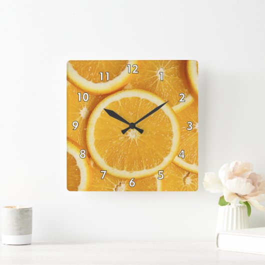 Delicious Oranje segmenten Vierkante Klok (Huis)
