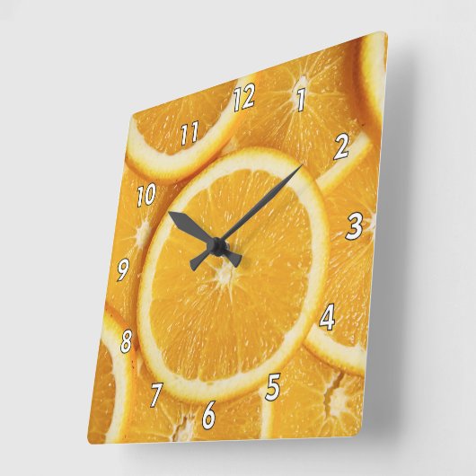 Delicious Oranje segmenten Vierkante Klok (Hoek)