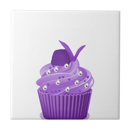 Delicious Paarse cupcakes Tegeltje (Voorkant)