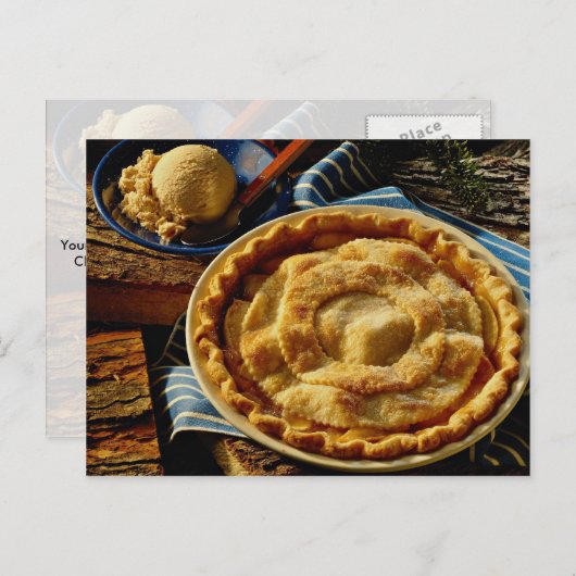 Delicious Peach pie, vanille-ijs Briefkaart (Voorkant / Achterkant)