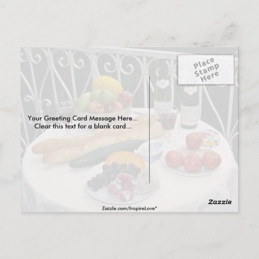 Delicious Picnic items, regio Le Creuse, Frankrijk Briefkaart (Achterkant)